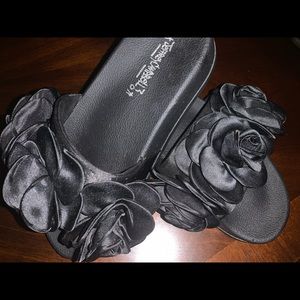 Jeffrey Campbell Black Wedge with Black Flowers